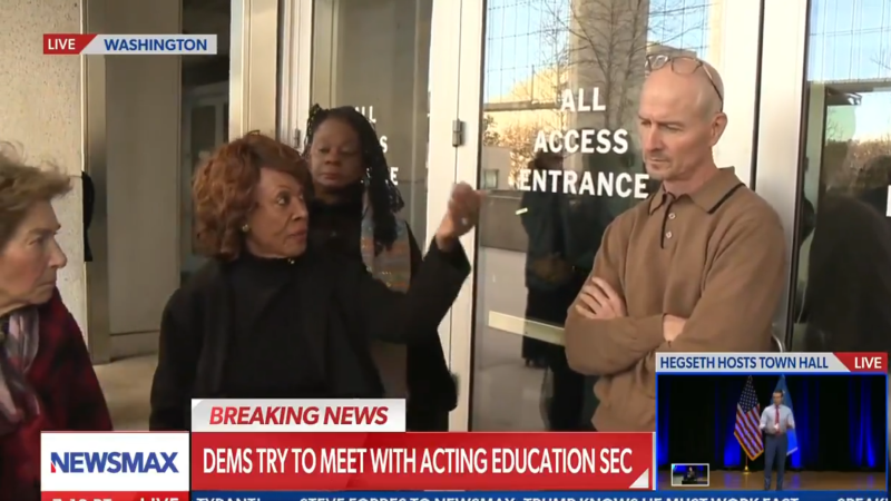 Brave Federal Employee Blocks Rep. Maxine Waters & Other Angry Democrats From Entering Dept. Of Education