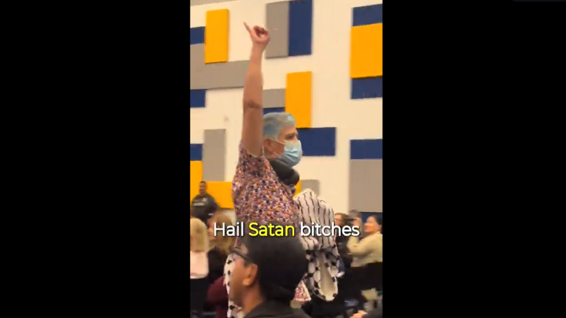 “Hail Satan!” – Pro-Trans Athlete Teacher & Other Protesters Show True Colors At School District Meeting