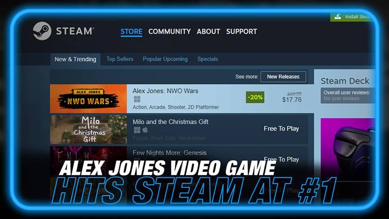 Alex Jones Video Game ‘NWO Wars’ Hits Steam at #1 Despite Establishment Pushback