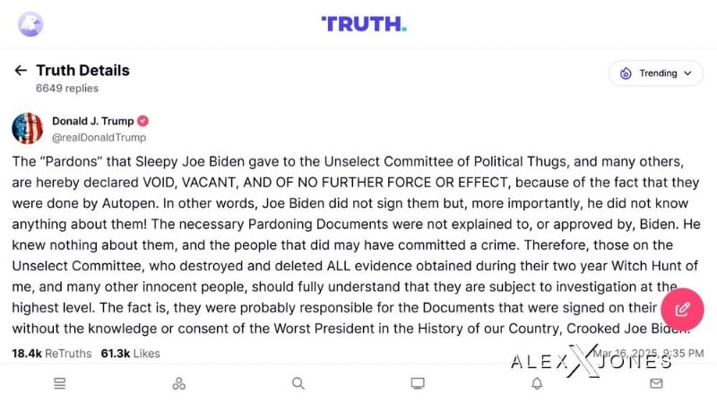 BREAKING: Trump Declares Biden “Pardons” VOID, Says Joe Did Not Sign Or Know Anything About Them