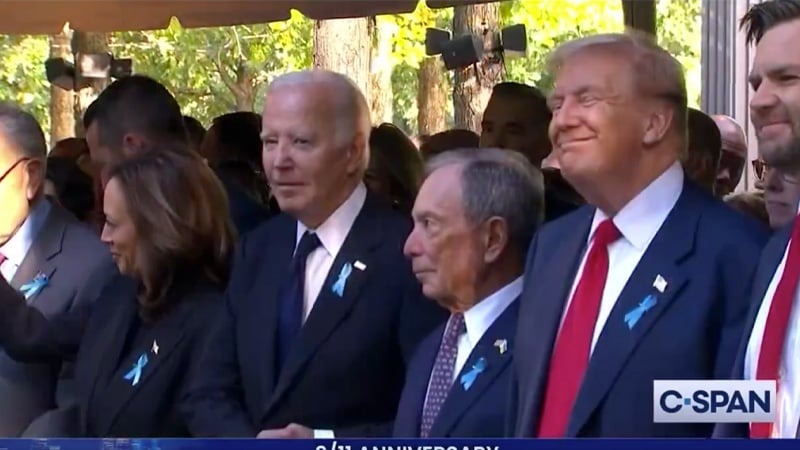 Crowd Yells ‘Thank You Trump,’ ‘We Need You,’ in Front of Biden, Harris, Schumer at 9/11 Memorial