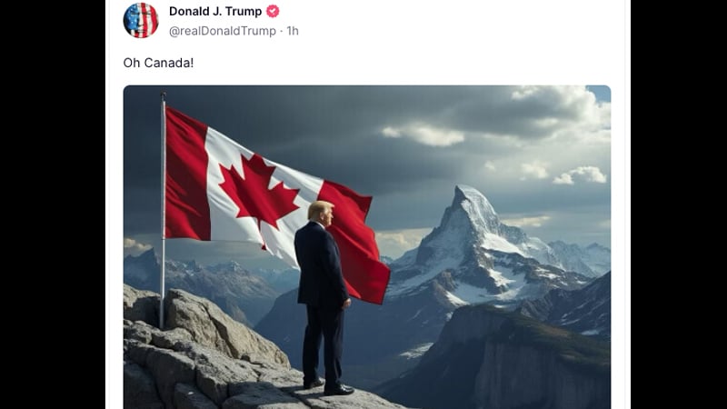 Trump Trolls Trudeau with Canada Conquest Meme After Annexation Joke