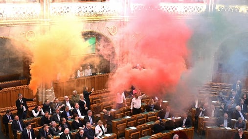 Image for Leftists Detonate Smoke Bombs as Hungarian Parliament Bans Gay Sex Pride Parades article