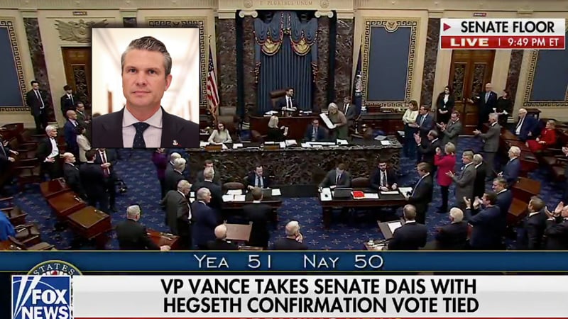 BREAKING: Pete Hegseth Confirmed as Trump Secretary of Defense, as VP JD Vance Casts Tie-Breaking Vote