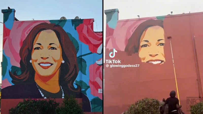 Unburdened By What Has Been: Giant Kamala Mural Immediately Removed Following Blistering Defeat