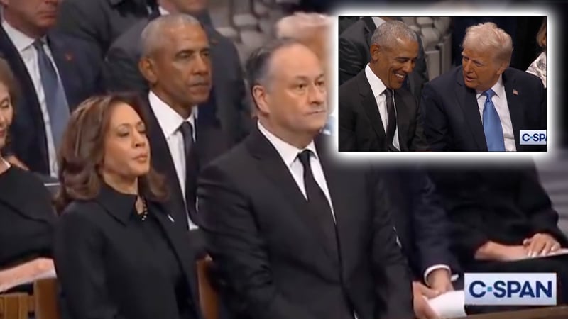 Watch: Kamala Miserable At Jimmy Carter Funeral As Trump Cracks Jokes with Obama