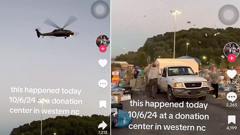 Shock Video: U.S. Military Helicopter Destroys Volunteer Donation Site For Hurricane Victims