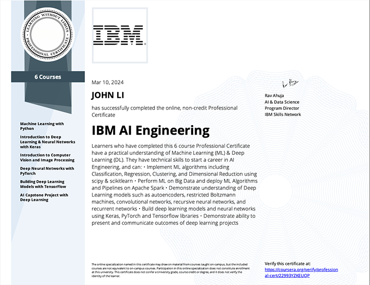 IBM AI Engineering Professional Certificate
