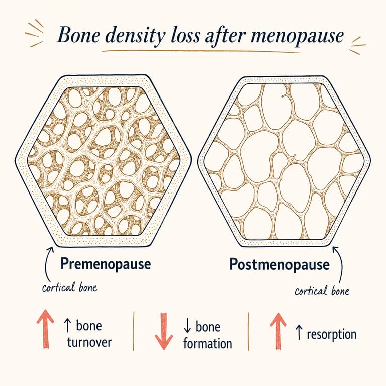 Bone density — trabecular structure changes in menopause