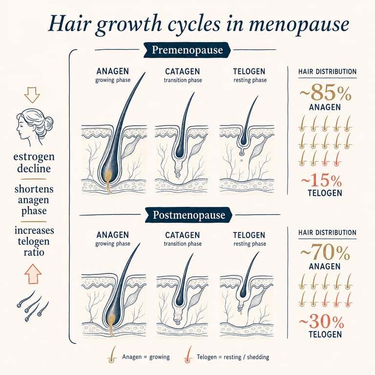 Hair follicle cycle — androgen and estrogen effects