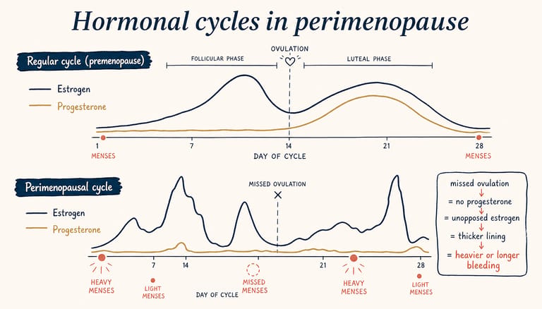 Reproductive cycle — hormone fluctuation in perimenopause