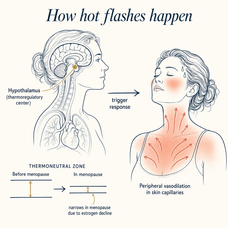 Vasomotor symptoms — hypothalamic thermoregulation pathway