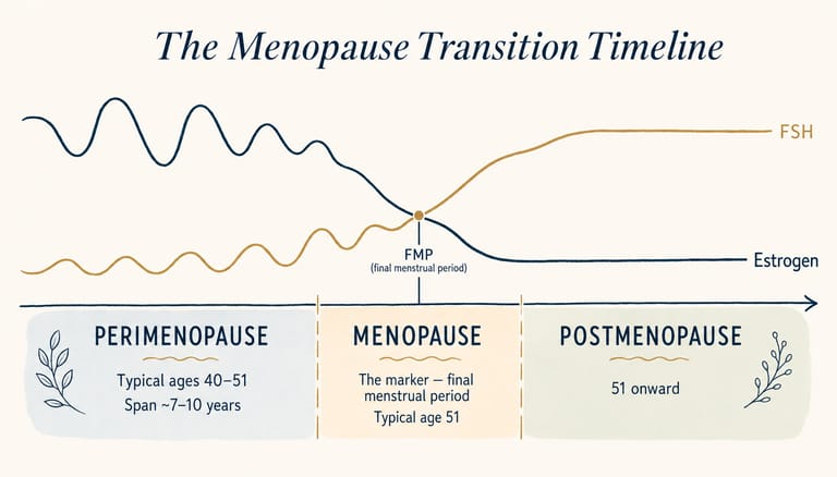 The menopause timeline — perimenopause, menopause, and postmenopause