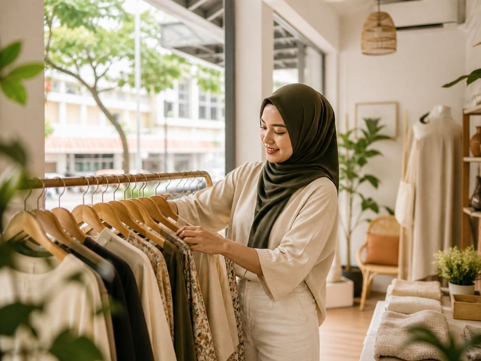 Illustrative scene of a Singapore neighbourhood boutique founder