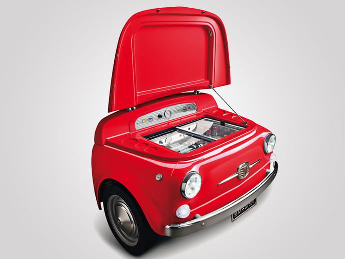 Smeg chops a Fiat 500 and turns it into a refrigerator