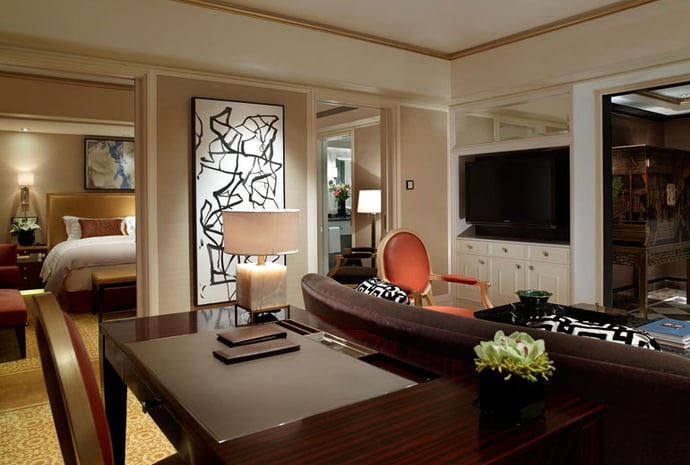 St.Regis Suite Living Room with VIP set up including Flowers and Fruits