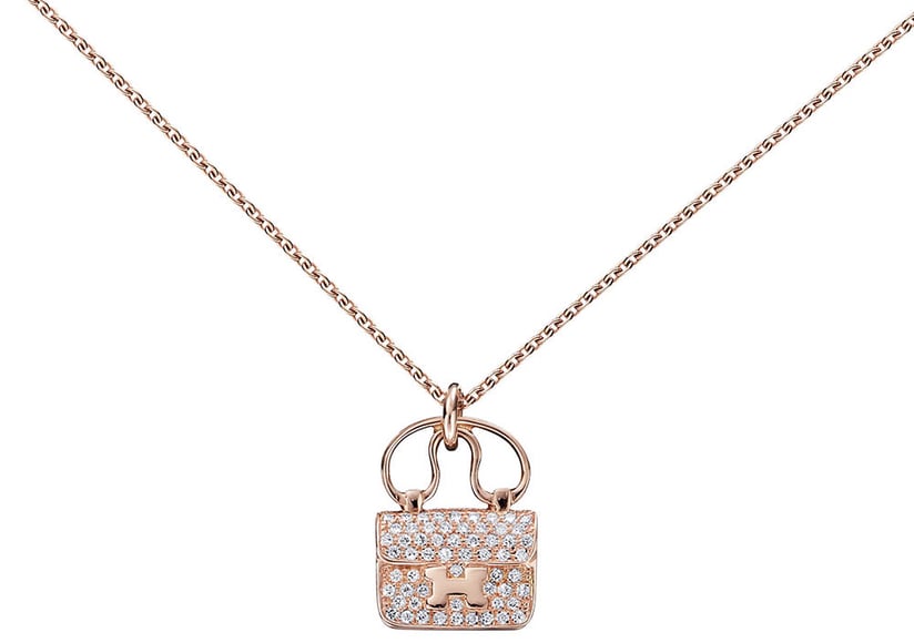Hermès Constance Pendant in Rose Gold and Diamonds