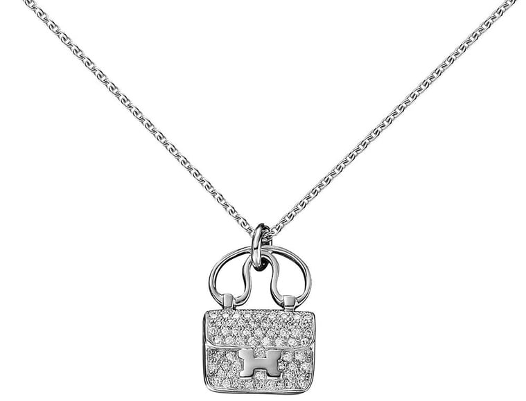 Hermès Constance Pendant in White Gold and Diamonds