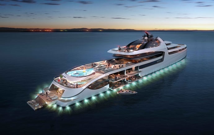 The Italian Sea Group's 'Admiral X-Force 145' is set to measure 476ft in length and feature dynamic spaces including full-height windows.