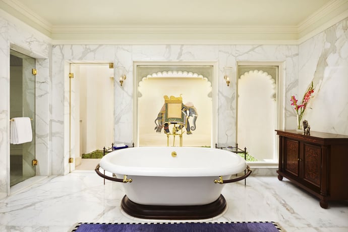 Bathroom of the Kohinoor Suite with Private Swimming Pool - The Oberoi Udaivilas, Udaipur