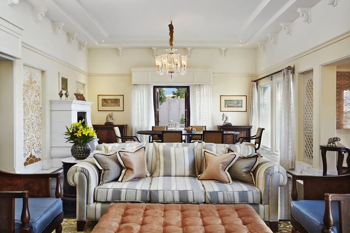 Living and Dining area of the Kohinoor Suite with Private Swimming Pool - The Oberoi Udaivilas, Udaipur