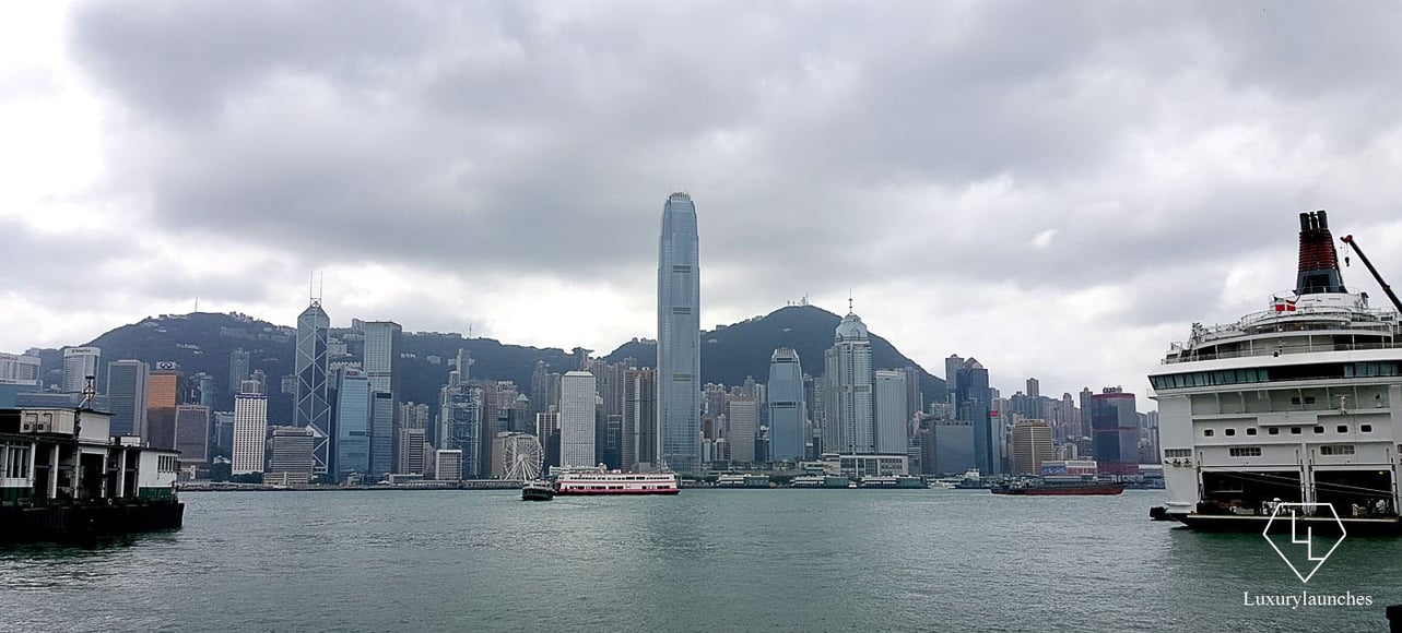 Hong Kong's iconic skyline as seen from the Ferry terminal. Attached to the mall it offers the best view of the Central side of the city.