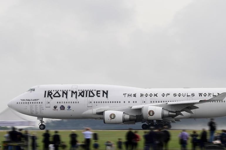 Parked in Zurich - Iron Maiden's jumbo jet dwarfs the jets of