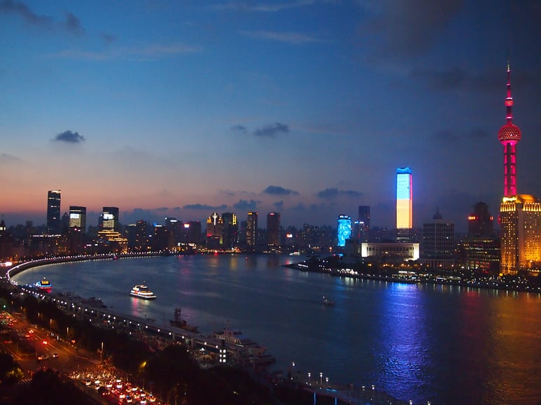 Pudong in the night as seen from my room.