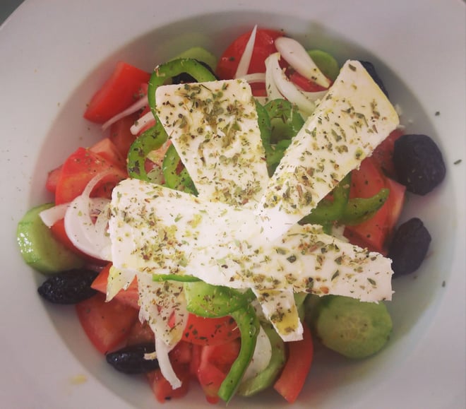 The humble delicious Greek Salad at Restaurant Plaisir