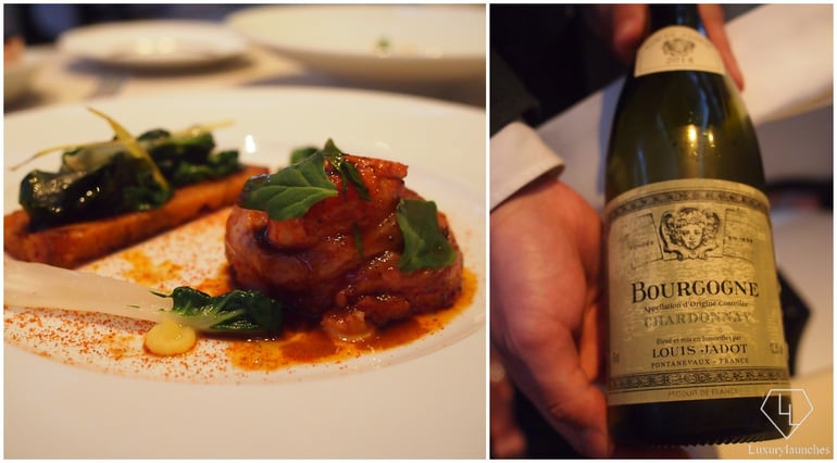 For main course, the Blue Lobster came with a Chardonnay from Burgundy.