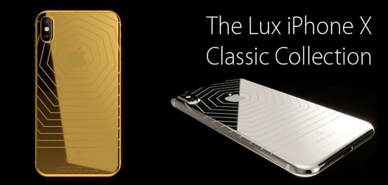 Gold plated and diamond encrusted iPhone X from Brikk