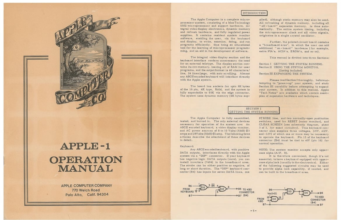 The original manual of the Apple 1 computer could fetch up to $10,000 ...