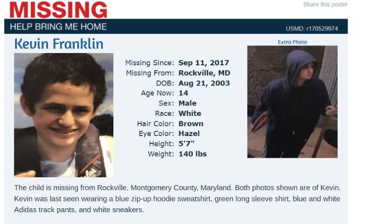 8th Grader from Takoma Park Middle School reported missing