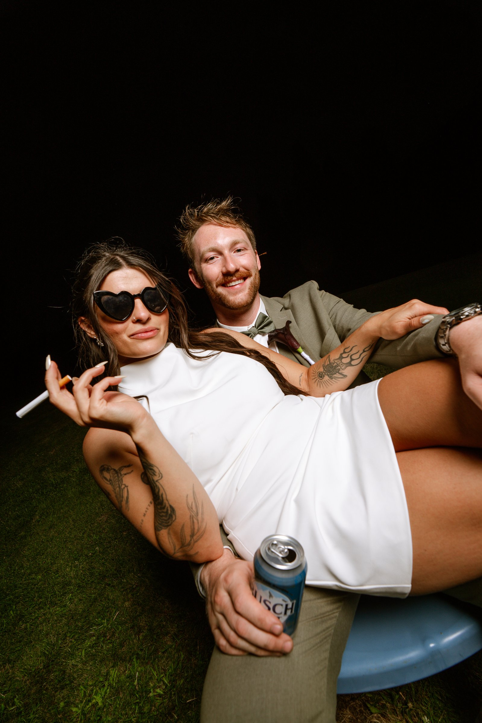 Madison and Brady’s editorial lawn-chair portraits after the reception.