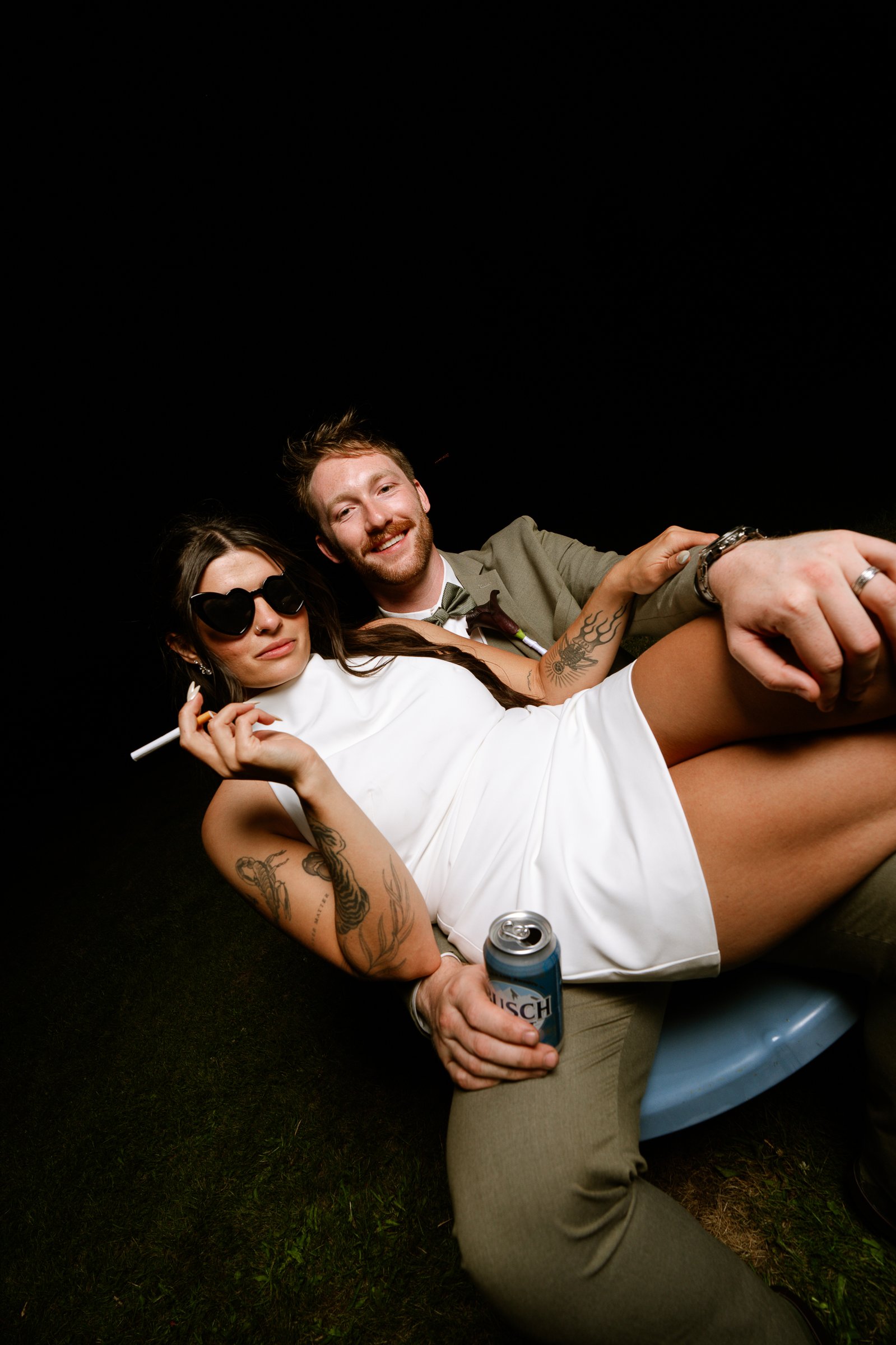 Madison and Brady’s editorial lawn-chair portraits after the reception.