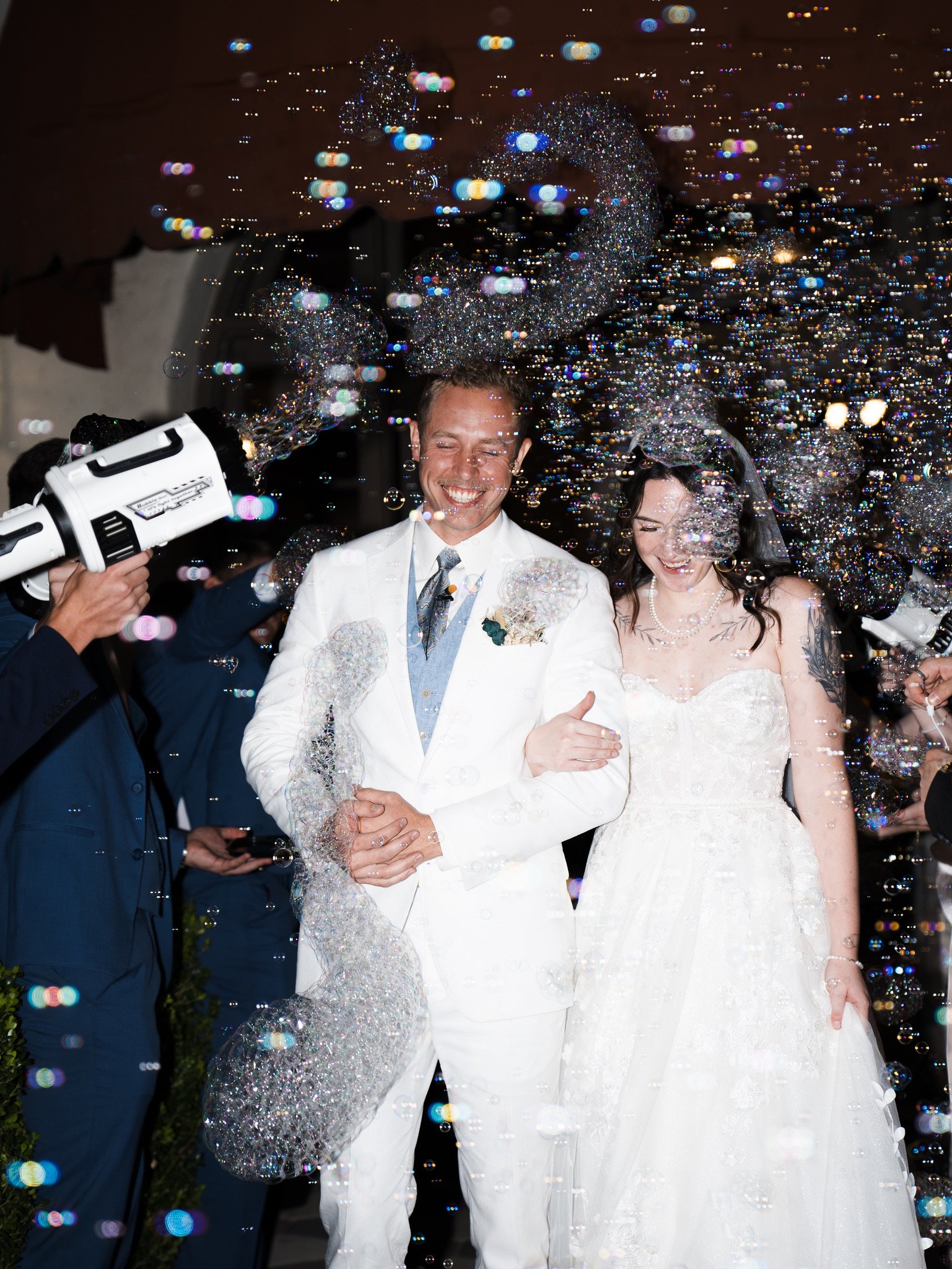 Cassidy & Jeffrey Glass: The bubble send-off.