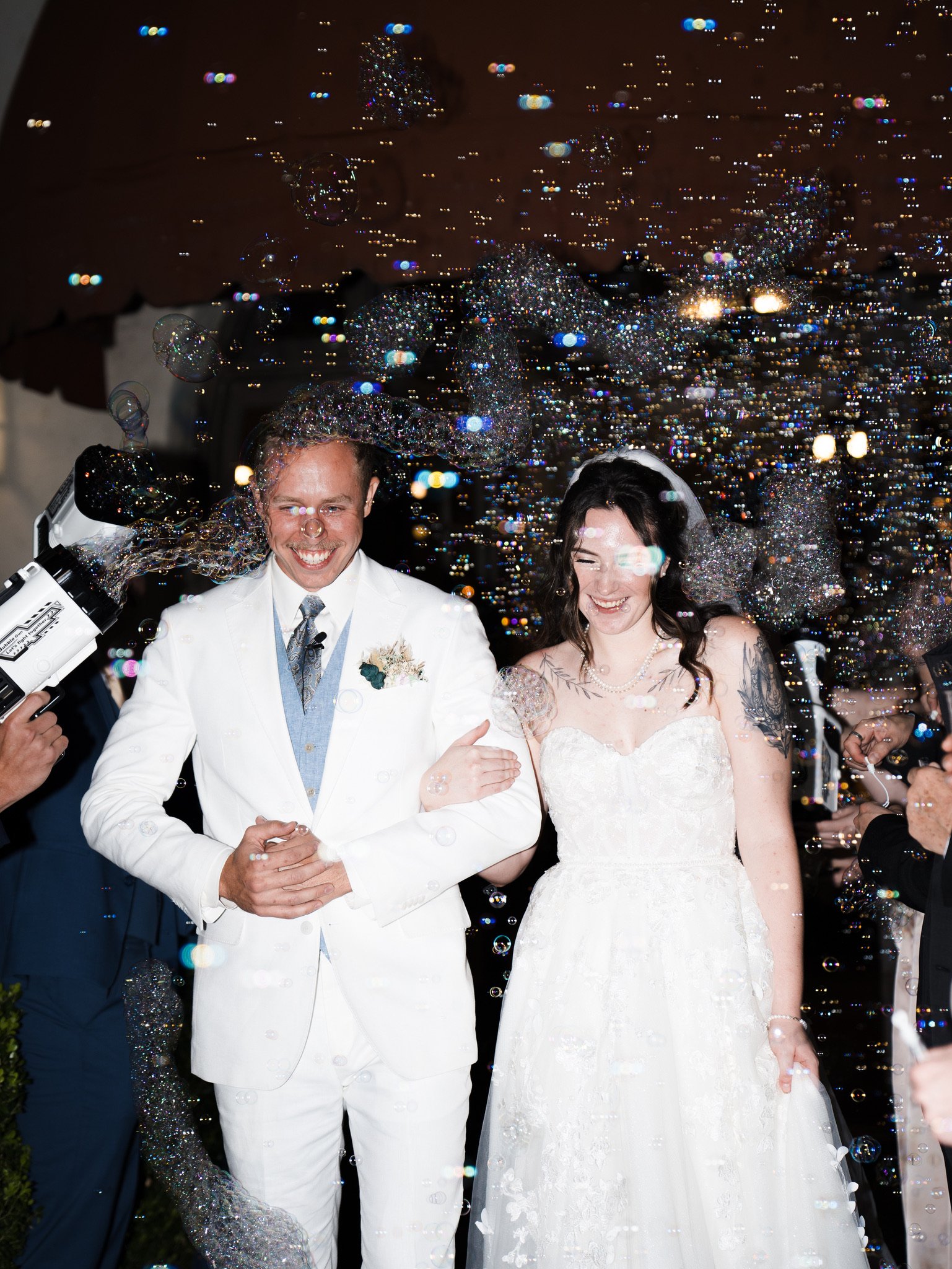 Cassidy & Jeffrey Glass: The bubble send-off.
