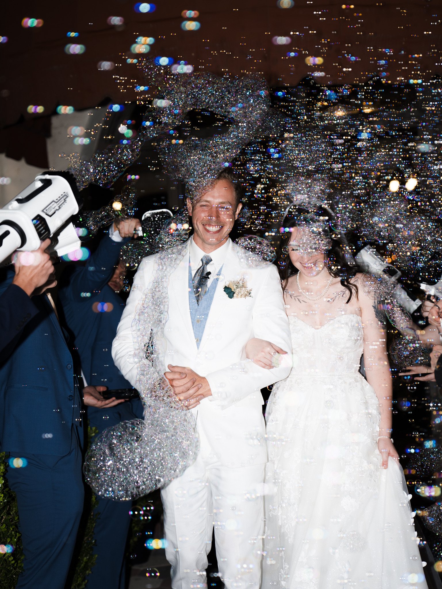 Cassidy & Jeffrey Glass: The bubble send-off.