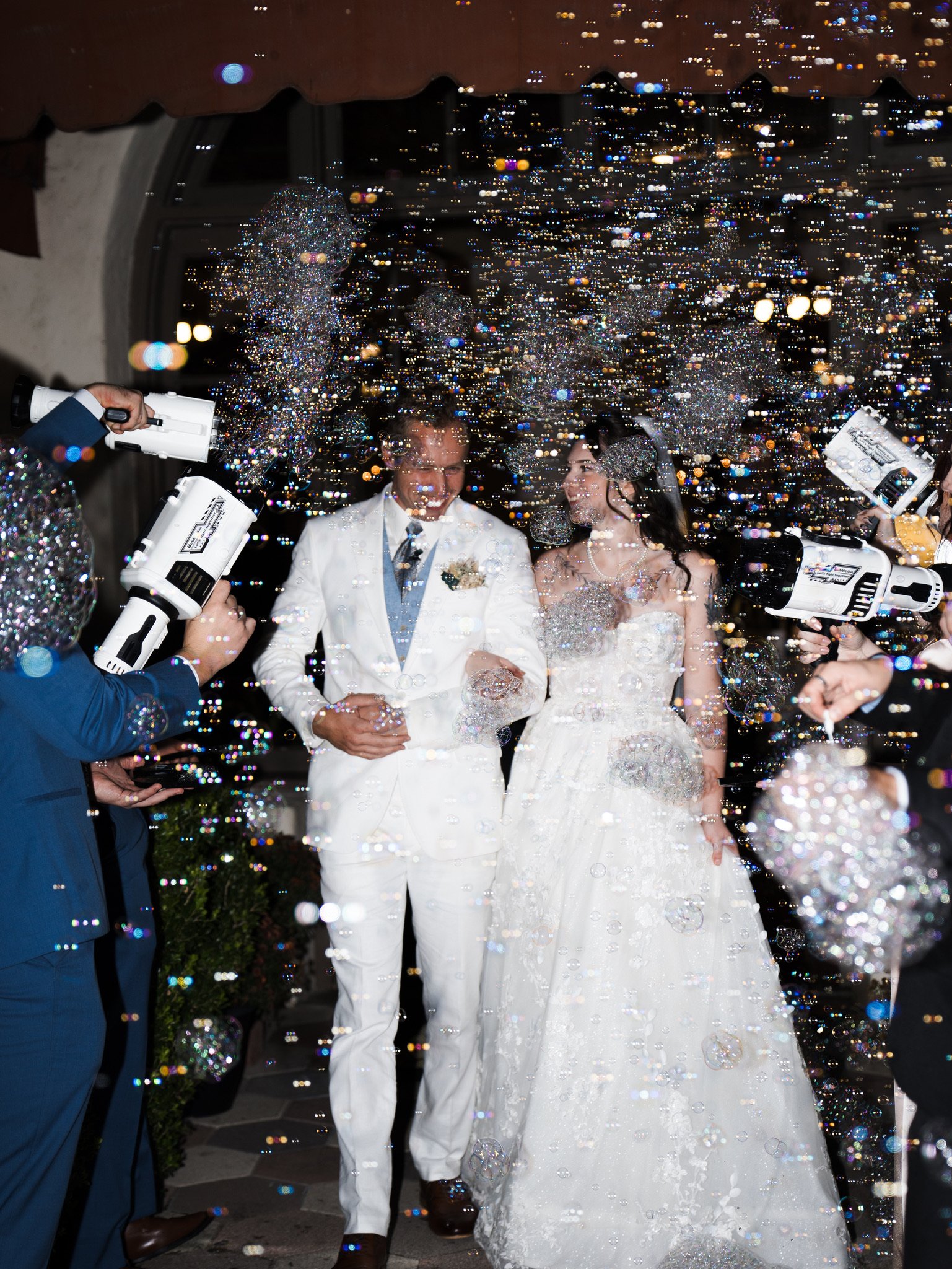 Cassidy & Jeffrey Glass: The bubble send-off.