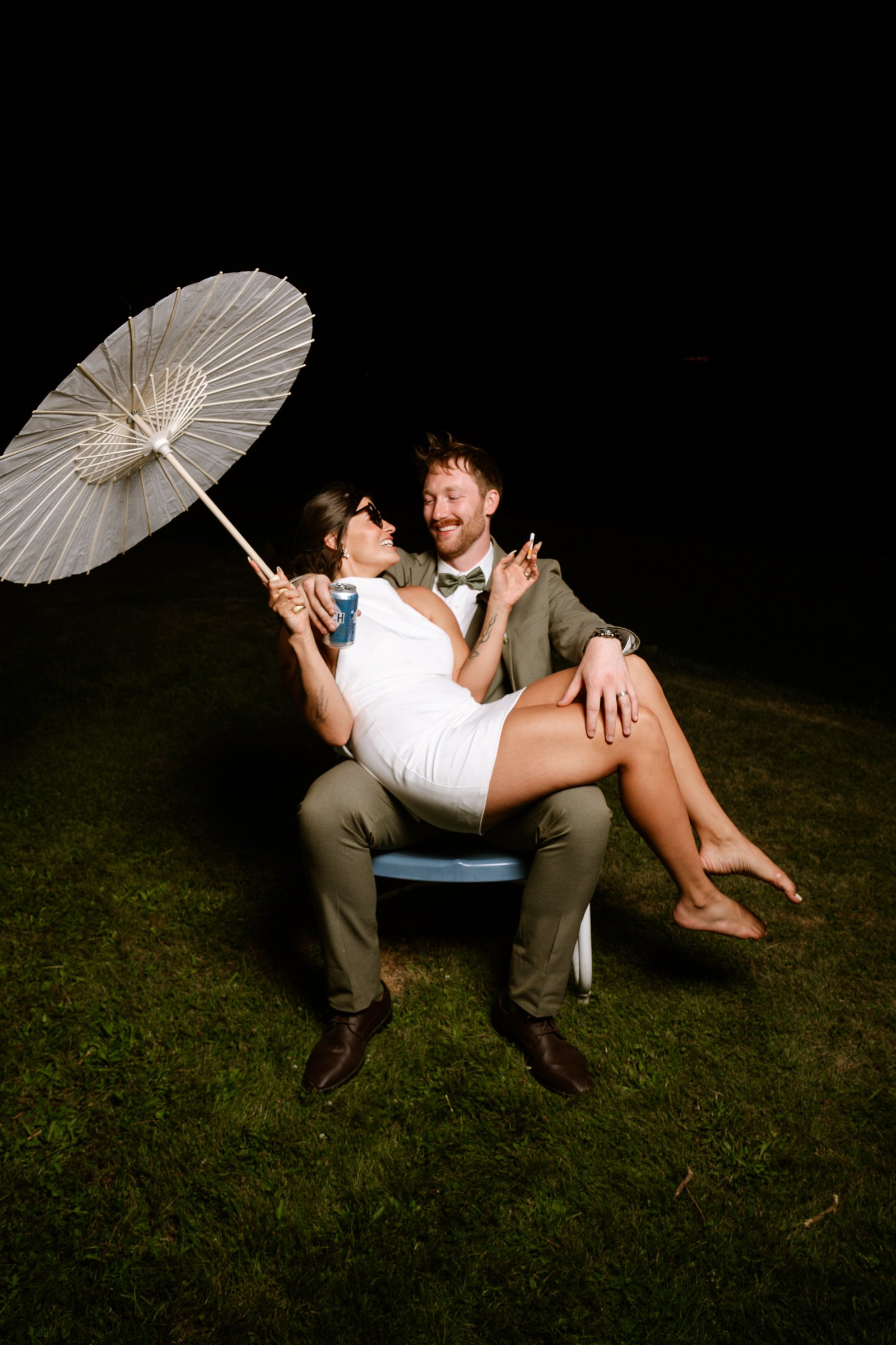 Madison and Brady’s editorial lawn-chair portraits after the reception.