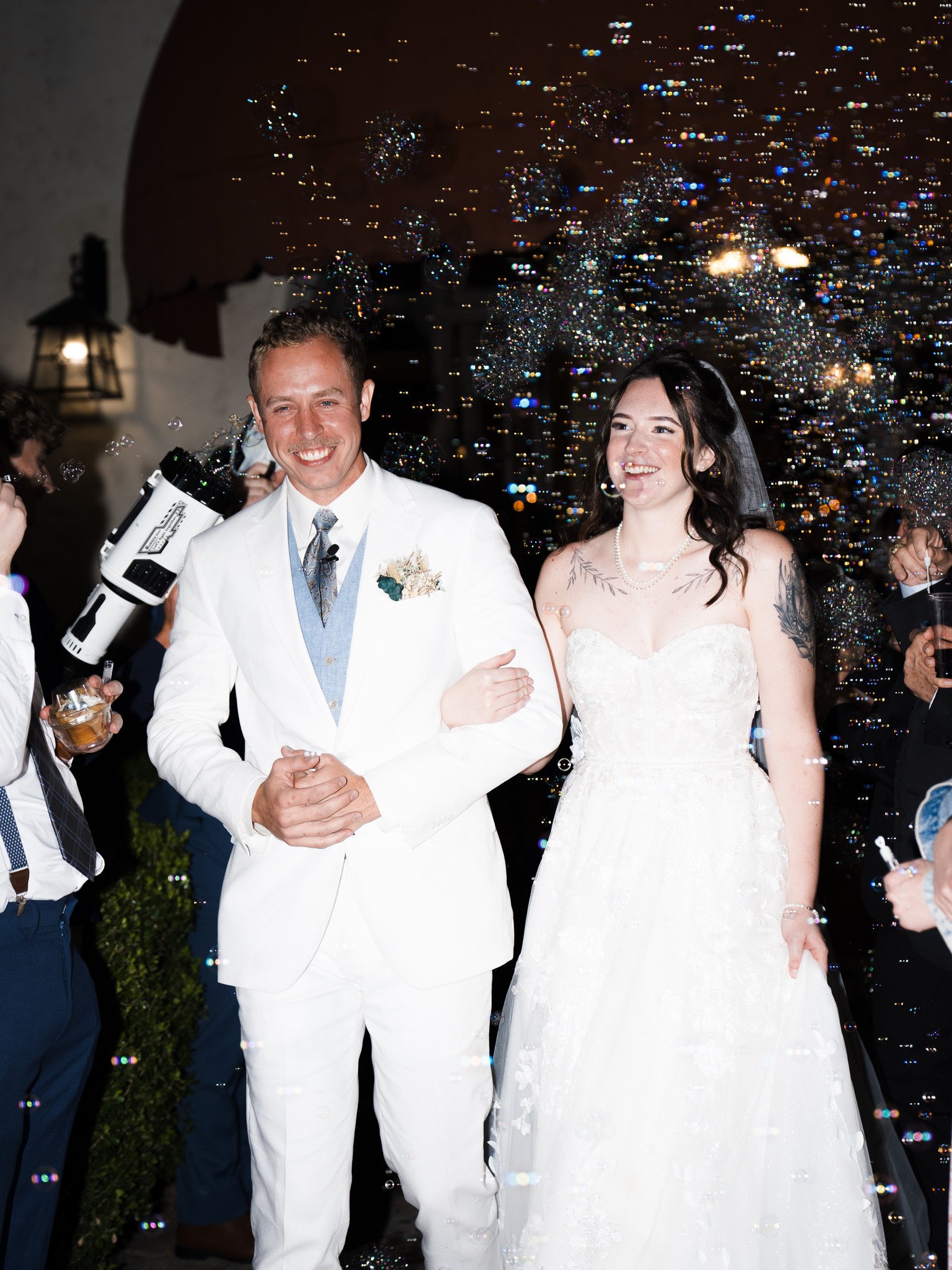 Cassidy & Jeffrey Glass: The bubble send-off.
