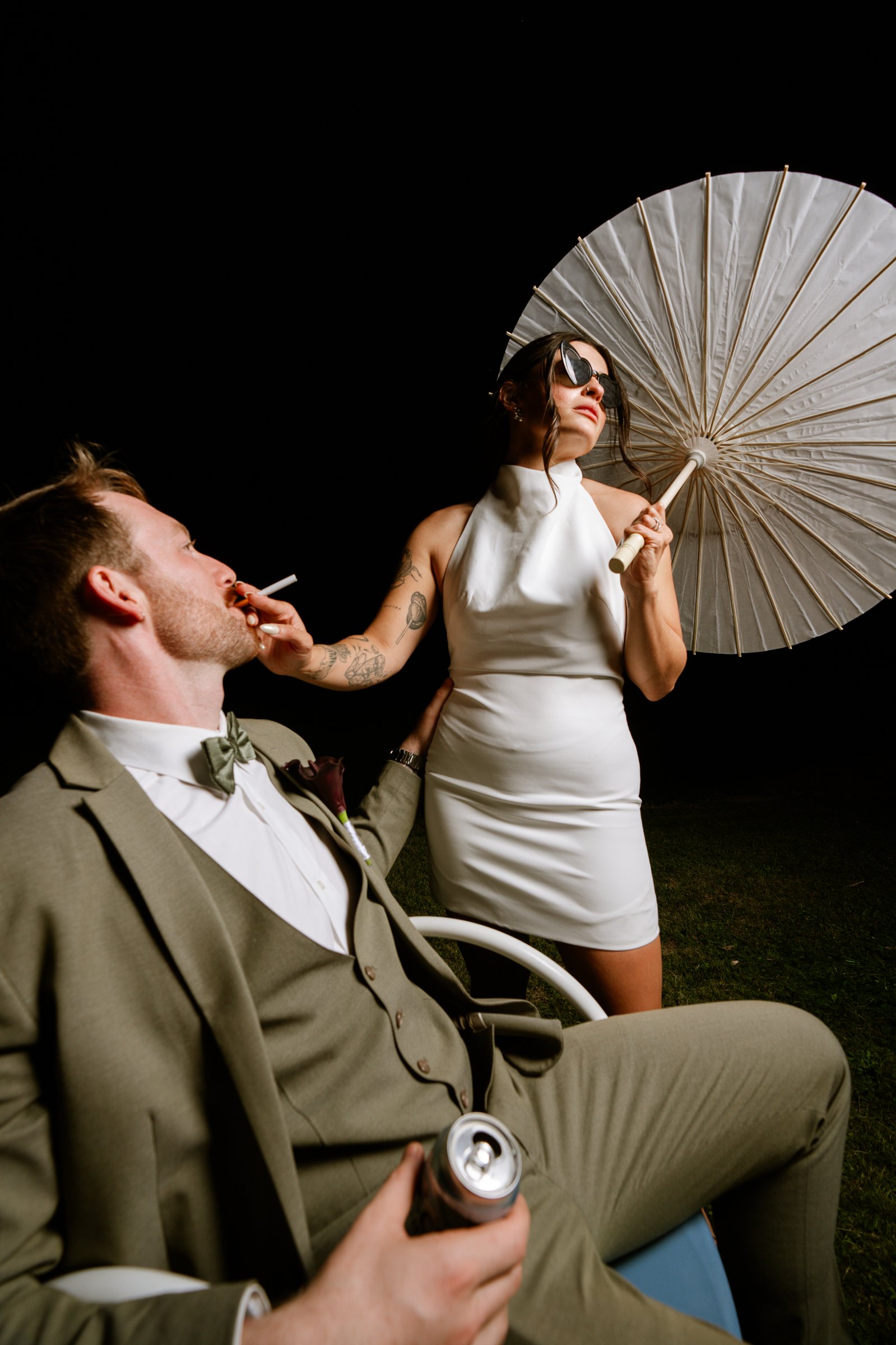 Madison and Brady’s editorial lawn-chair portraits after the reception.