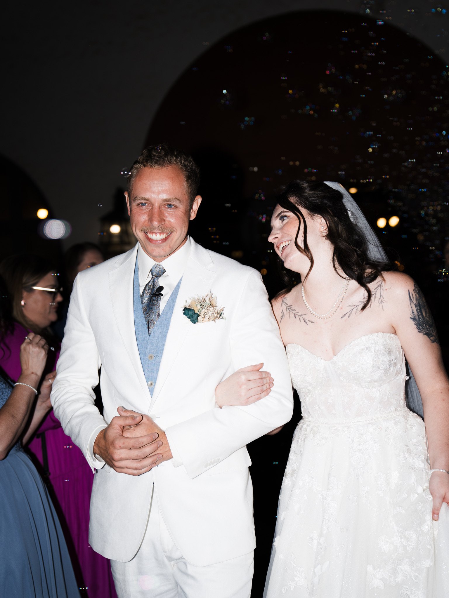 Cassidy & Jeffrey Glass: The bubble send-off.