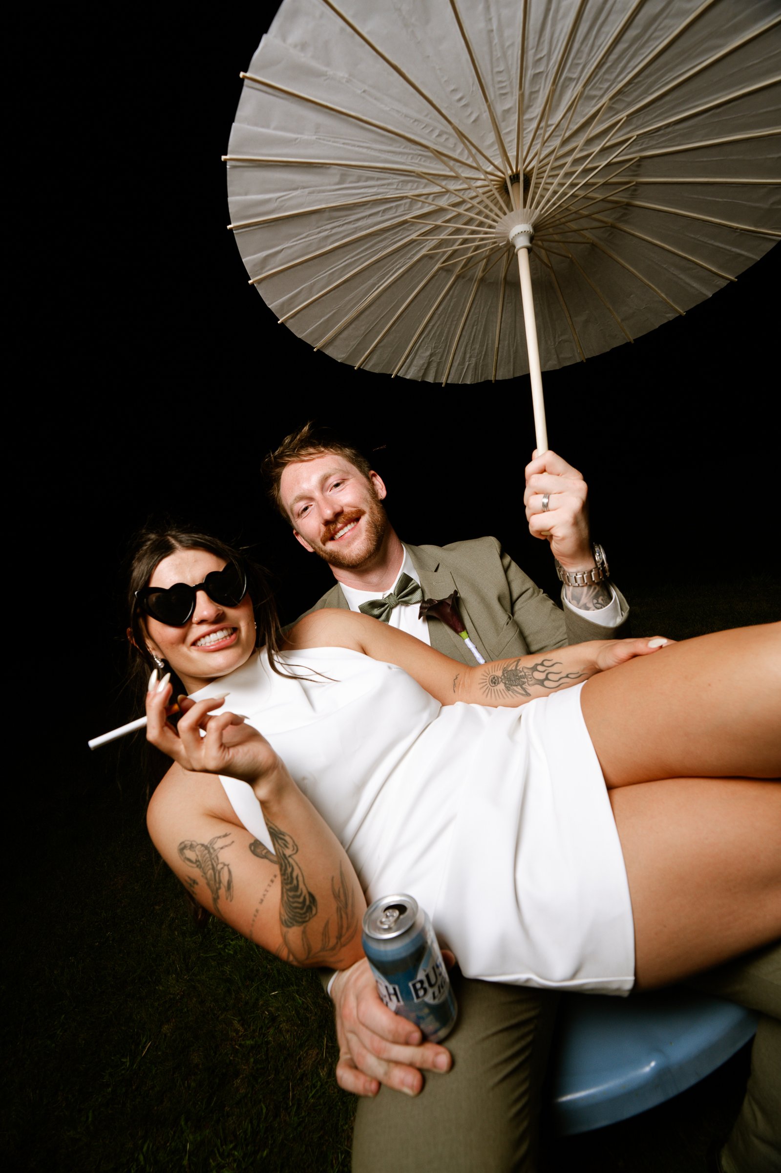 Madison and Brady’s editorial lawn-chair portraits after the reception.