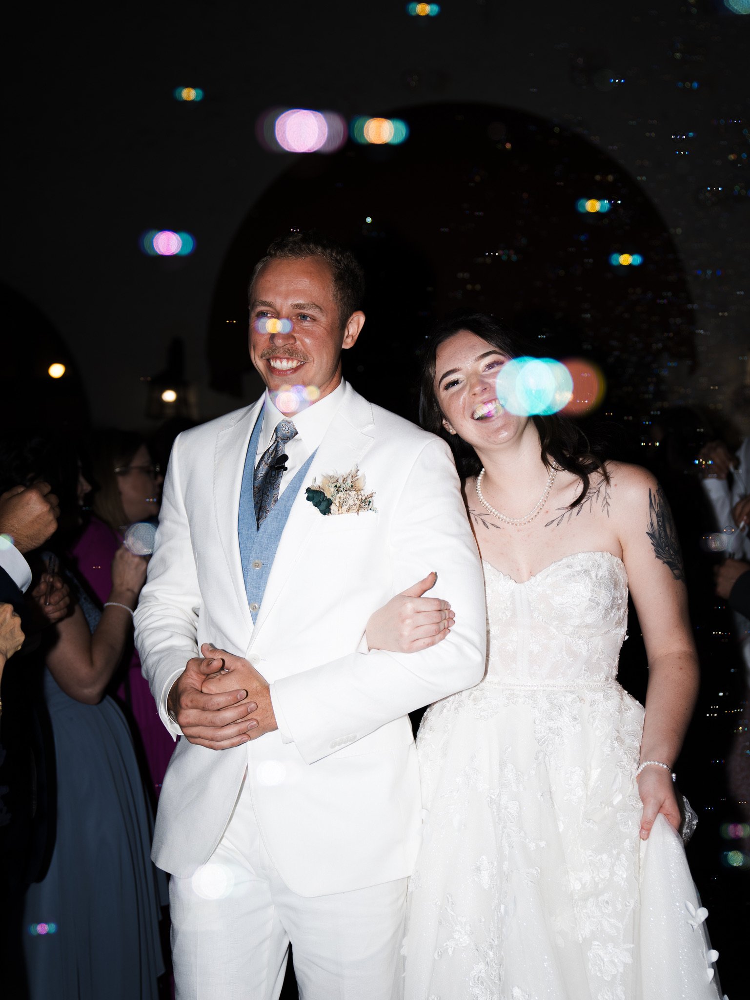 Cassidy & Jeffrey Glass: The bubble send-off.