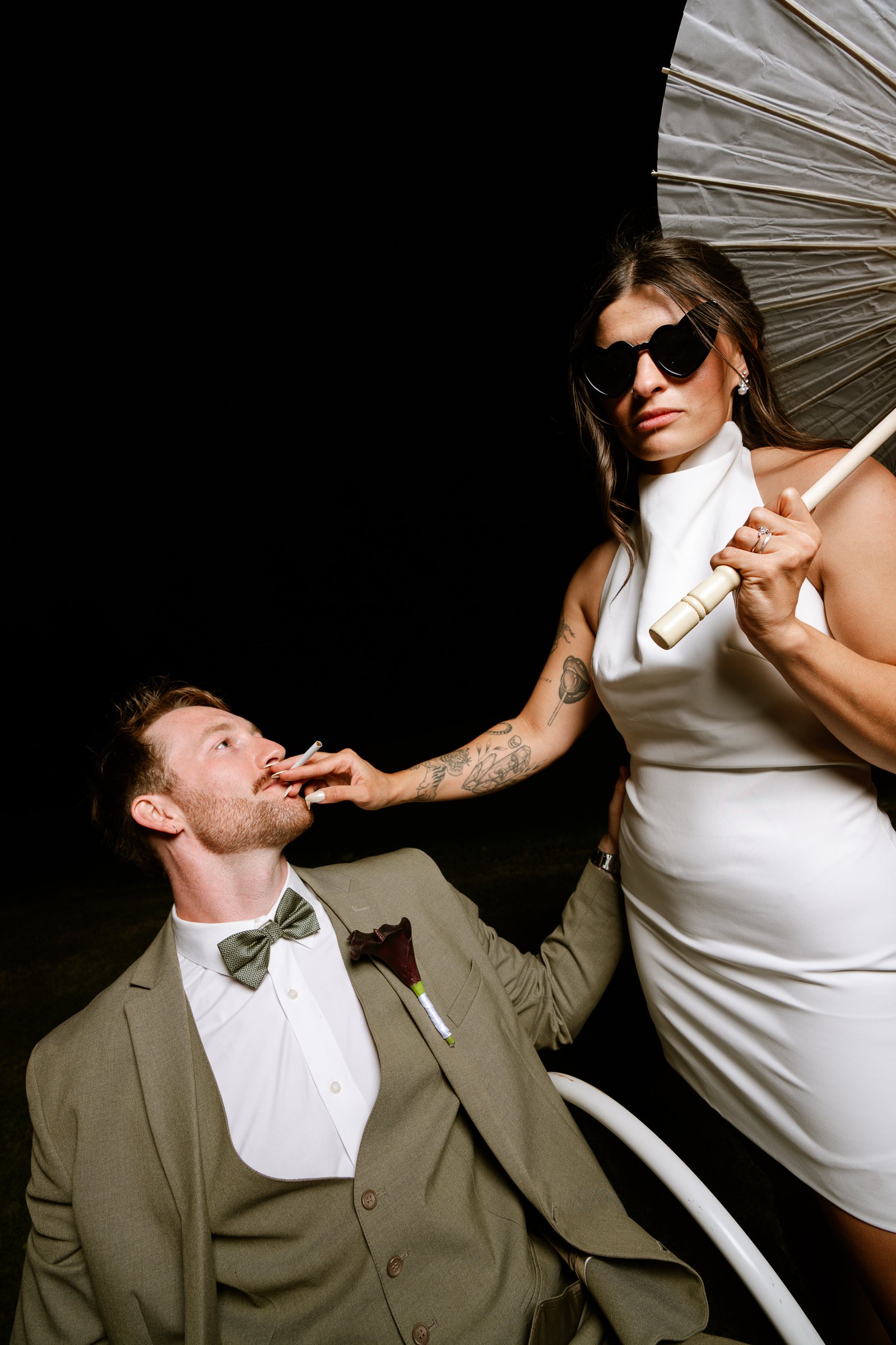 Madison and Brady’s editorial lawn-chair portraits after the reception.