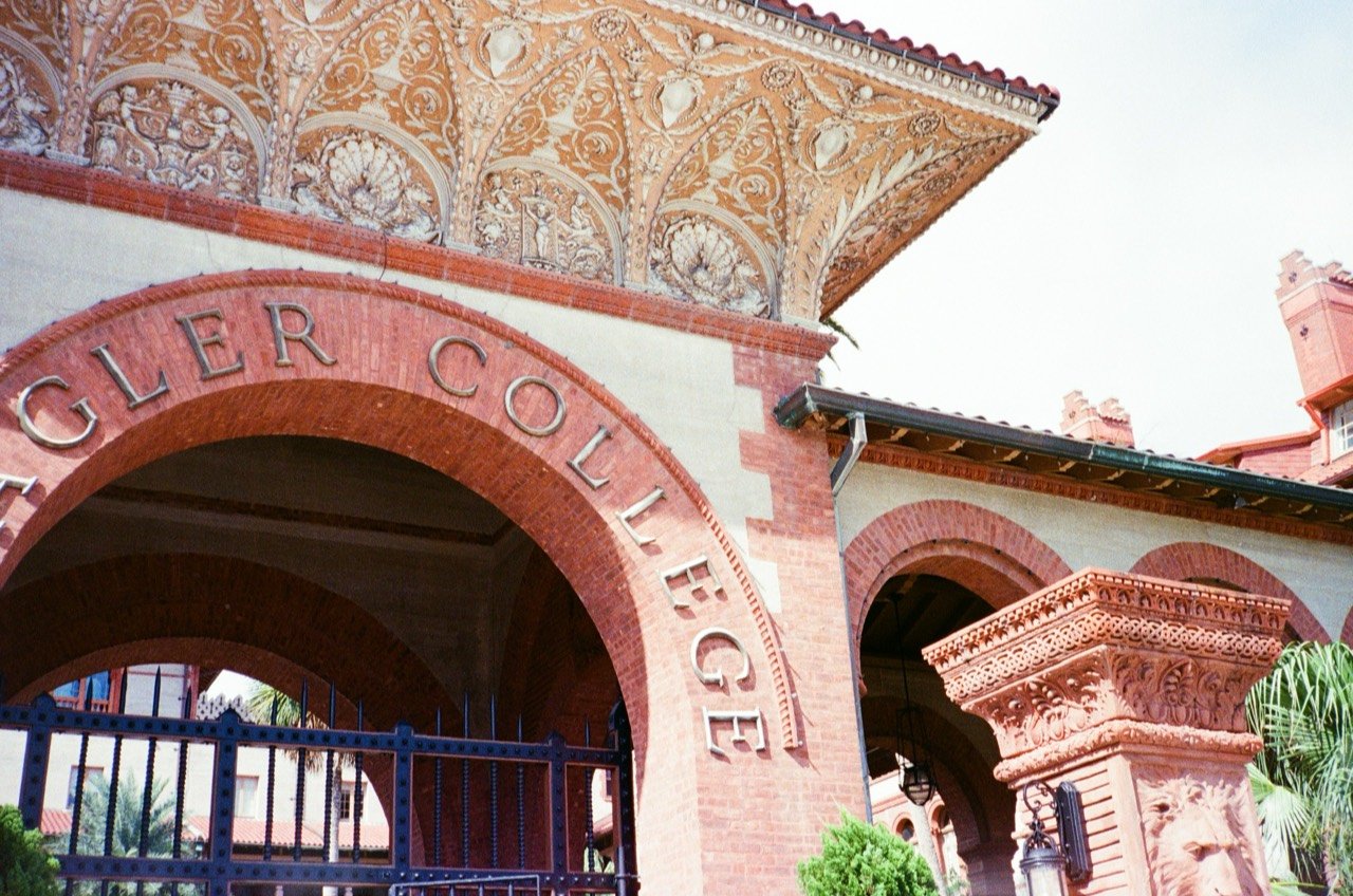 The ornate brick entrance to Flagler College.