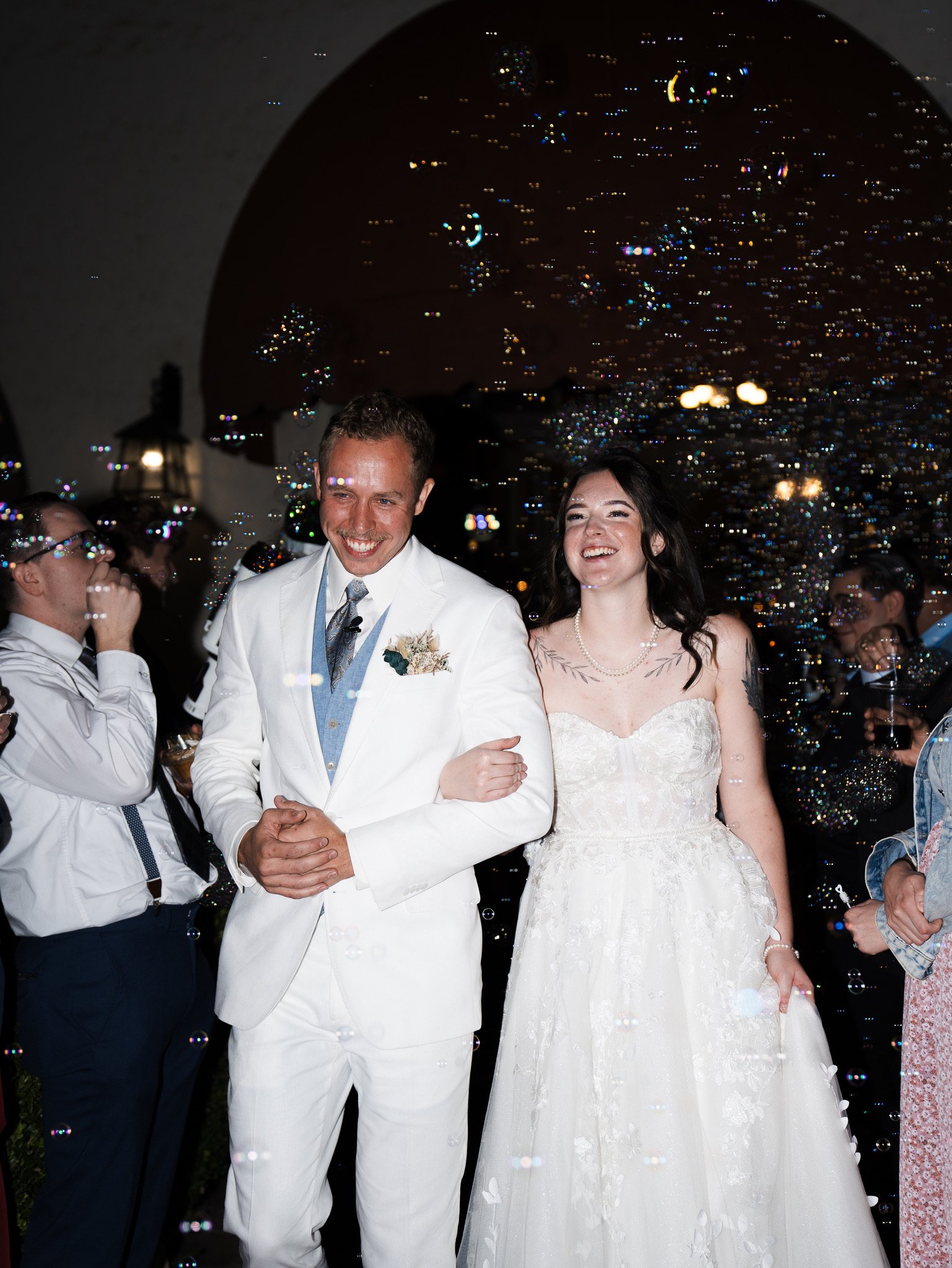 Cassidy & Jeffrey Glass: The bubble send-off.