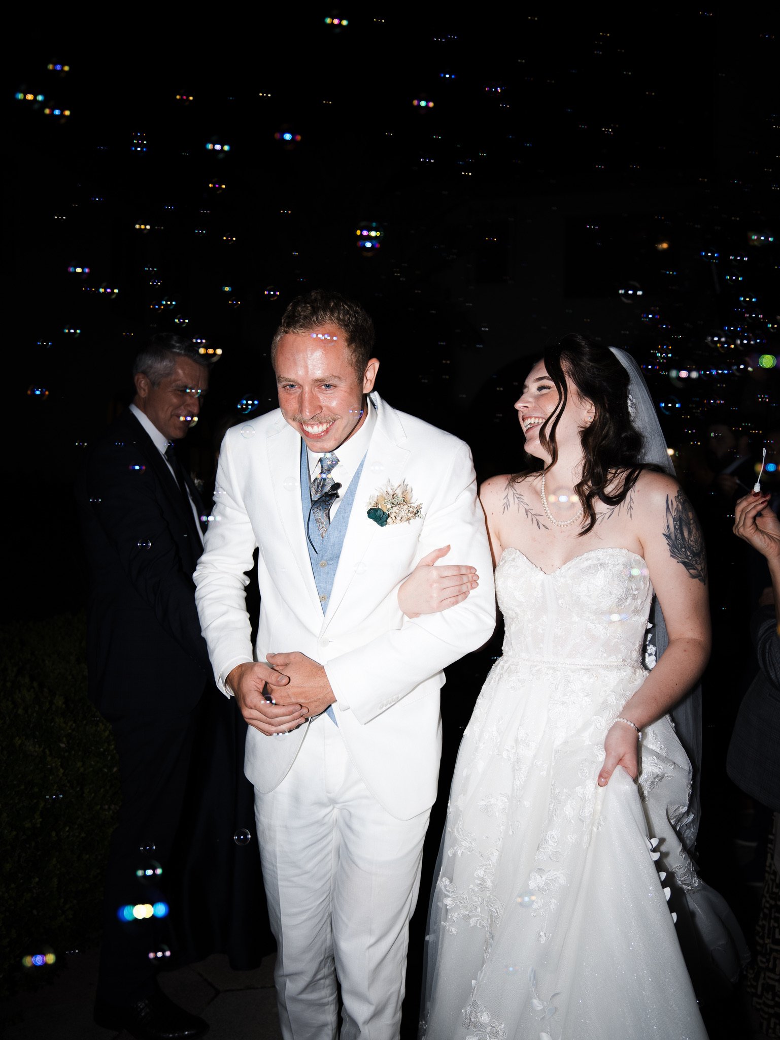 Cassidy & Jeffrey Glass: The bubble send-off.
