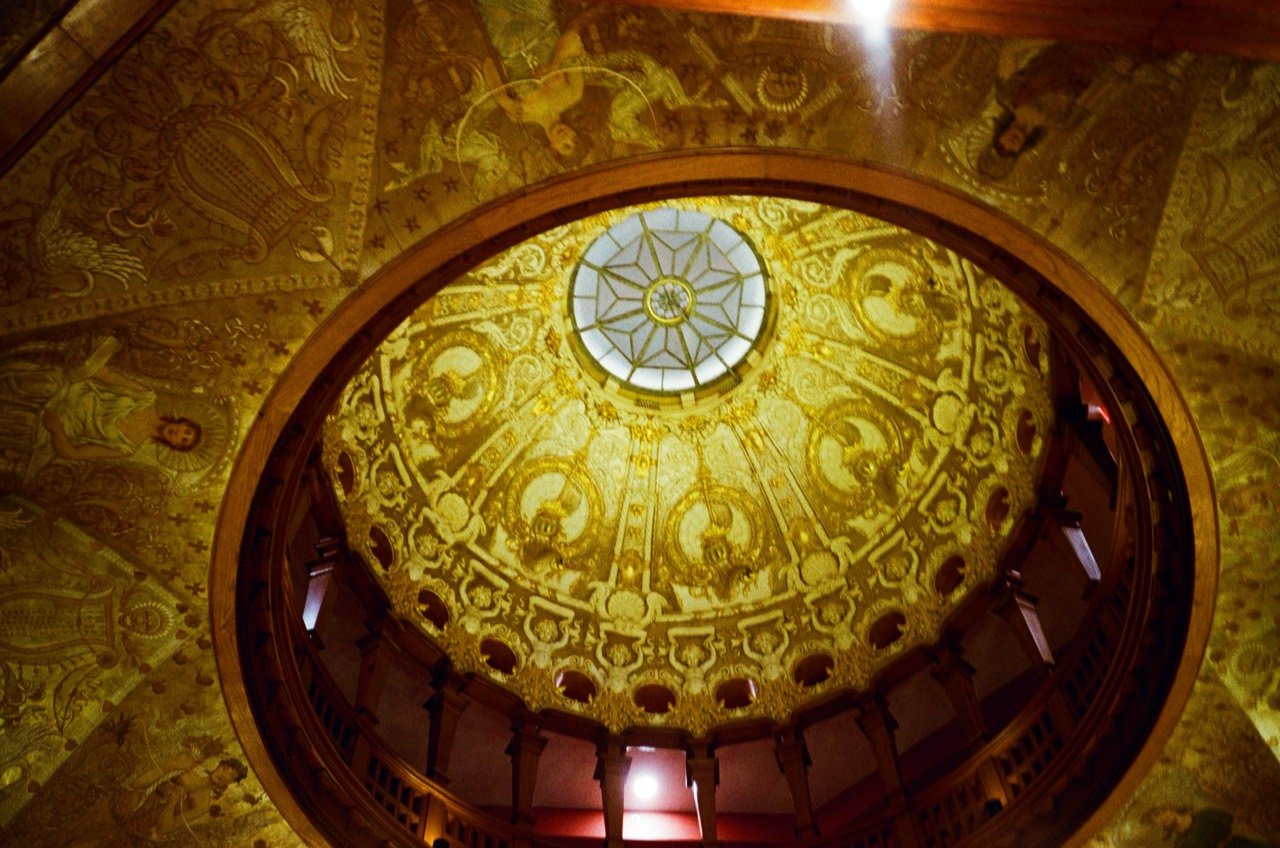 The ornate ceiling inside Flagler College.